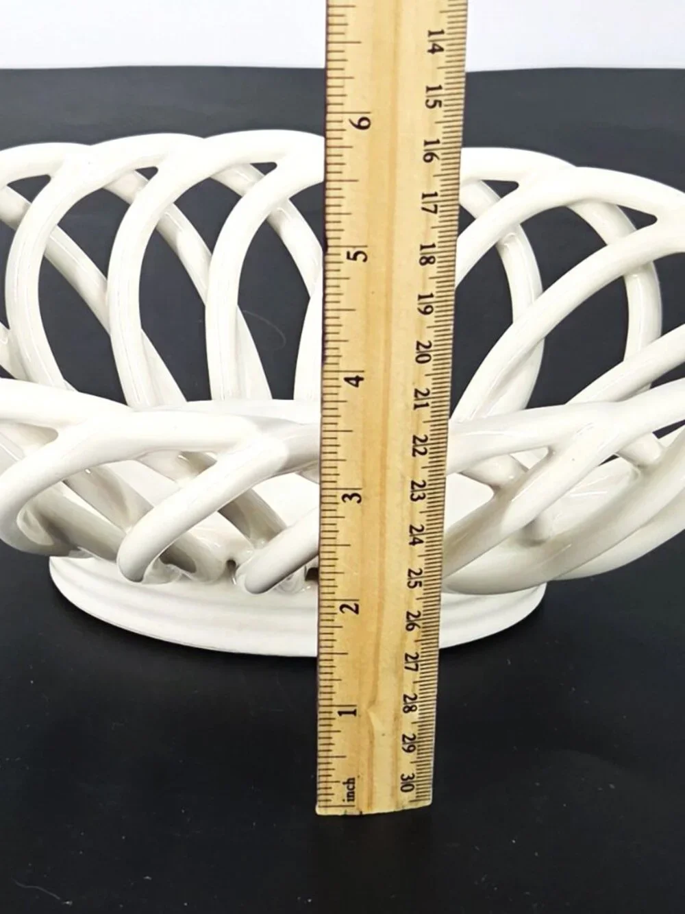 1970s Hand Woven Ceramic Lattice White Classic Ceramic Bread Basket/Fruit Bowl